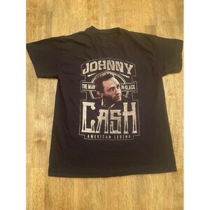 Johnny Cash The Man In Black American Legend Graphic T-Shirt Black Large